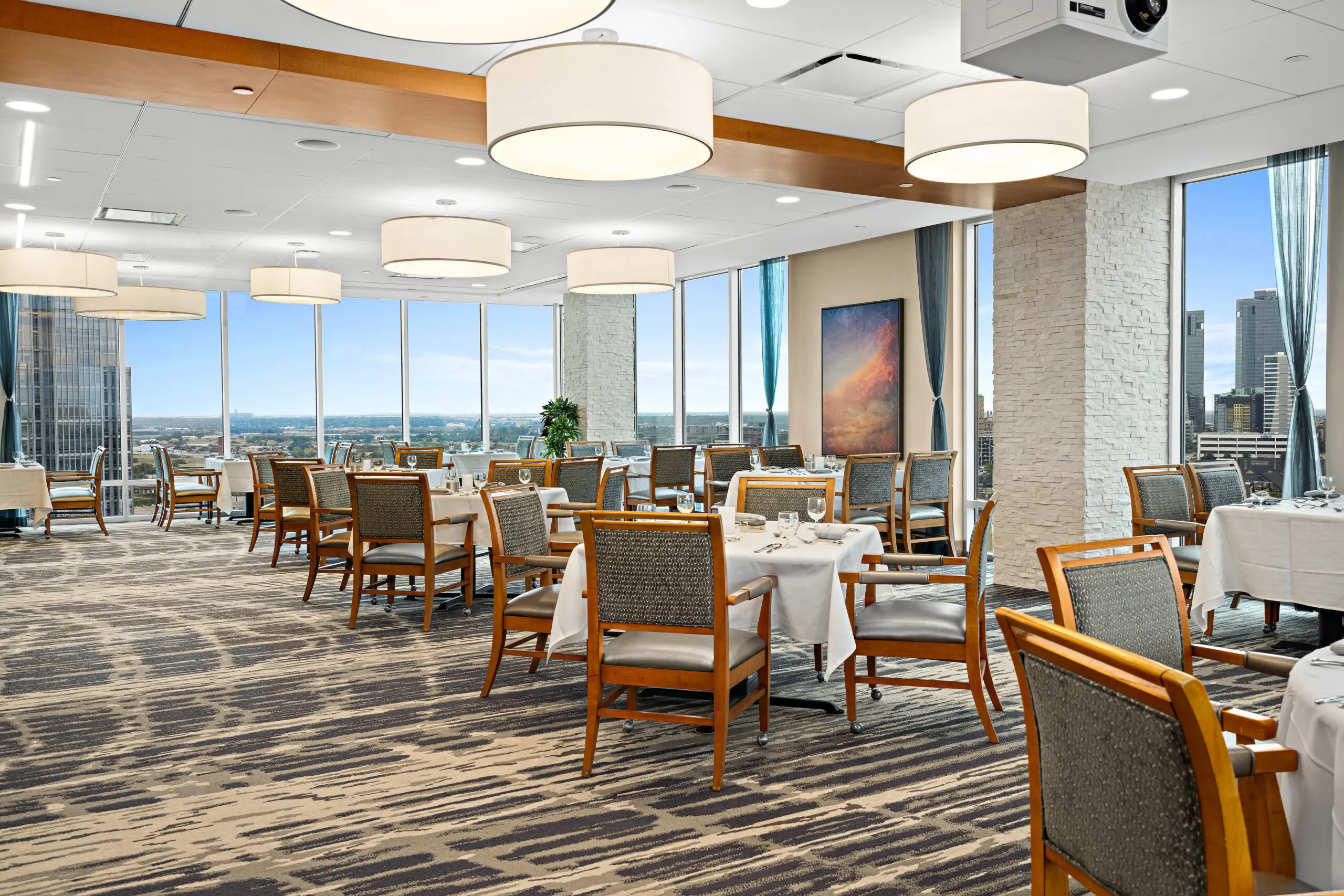 Photo of the dining area at the Blue Spire cafe.